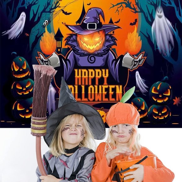 Halloween 7x5ft Horror Moon Night Scary Pumpkin Jack Lantern Backdrop Banner - Picture 2 of 6
